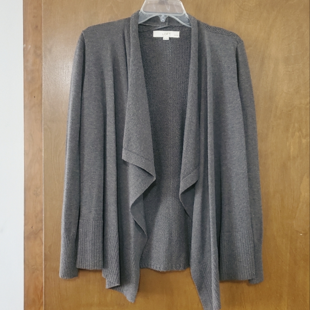 LOFT Petites Gray Cardigan Sweater